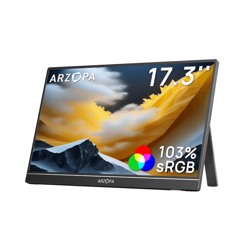 Arzopa A1M 17.3″ Portable Laptop Monitor | FHD 1080p IPS | USB-C & HDMI External Display
